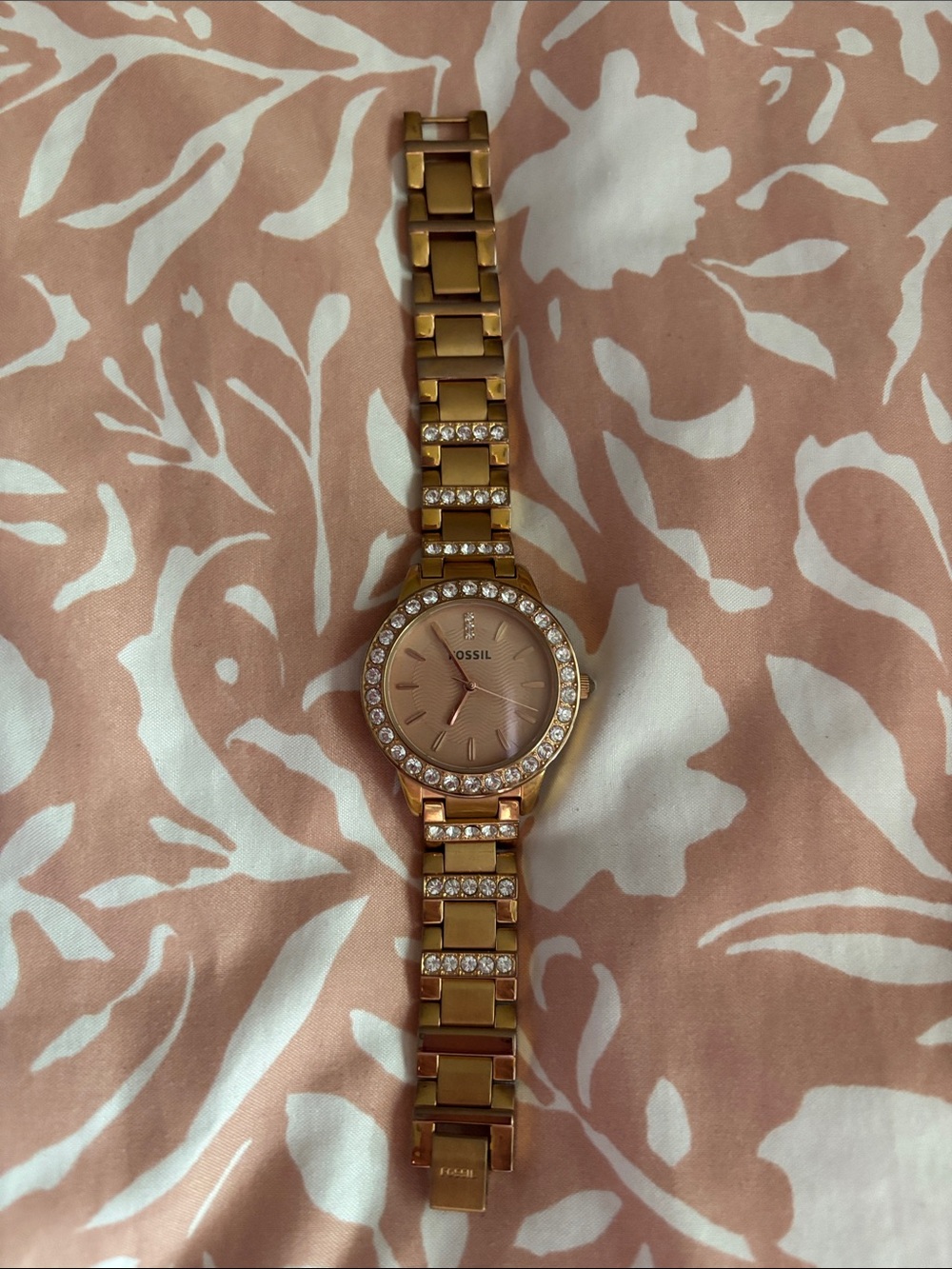 Fossil Rose Gold Crystal-Trim Bracelet Watch
